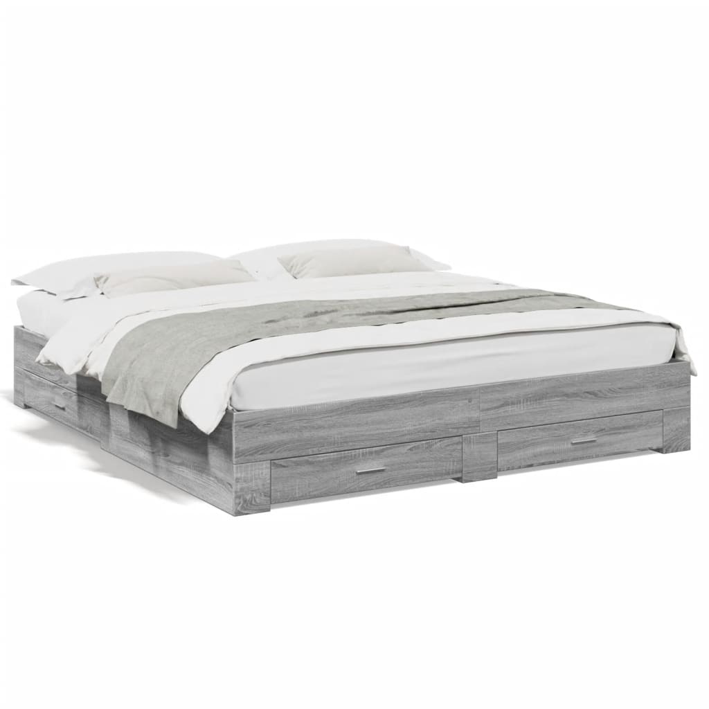 Modern Wooden Super King Size 150cm Bed Frame Base With Storage Drawers Wood Beds