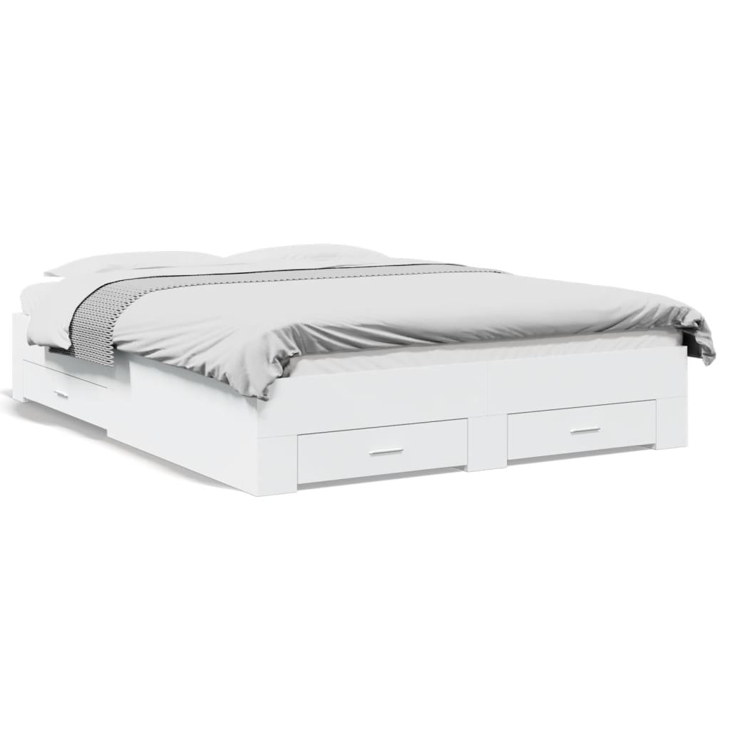 Modern Wooden Queen Size 160cm Bed Frame Base With Storage Drawers Wood Beds