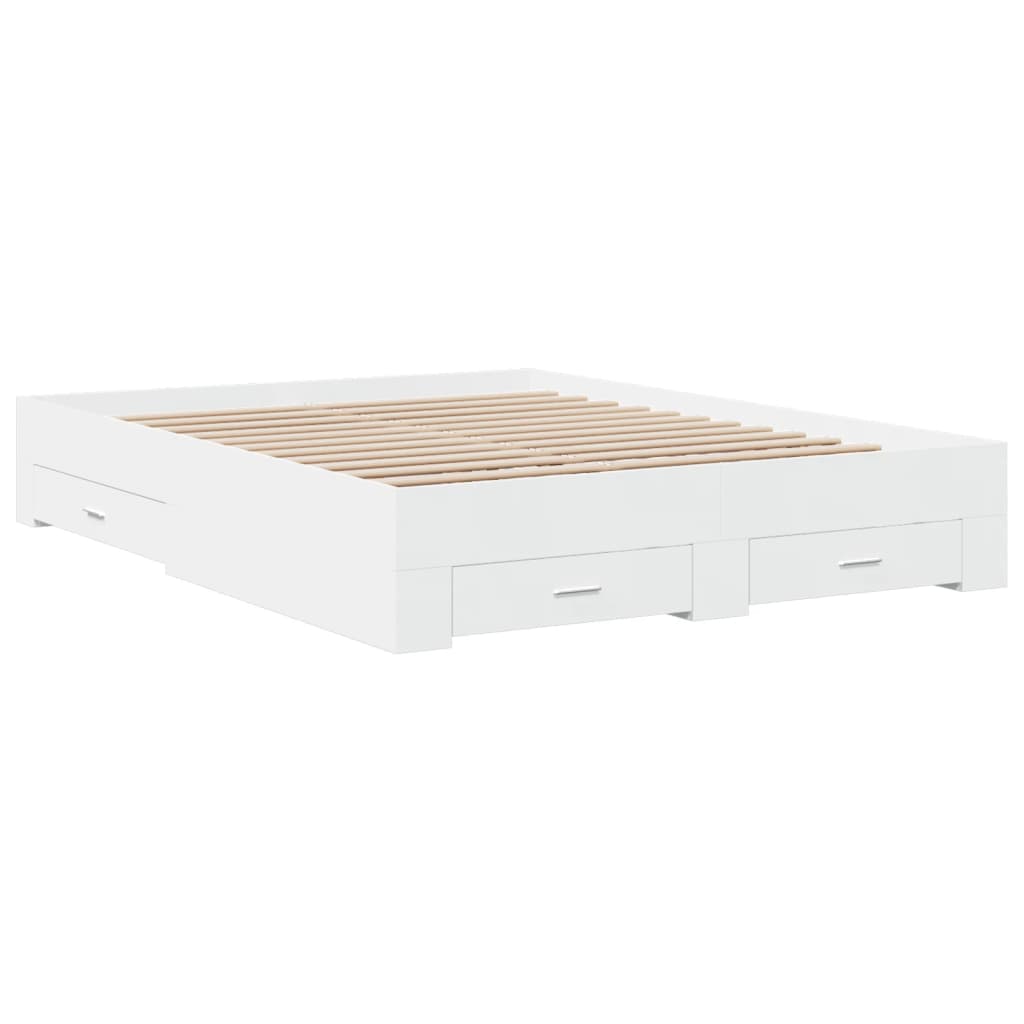 Modern Wooden Queen Size 160cm Bed Frame Base With Storage Drawers Wood Beds
