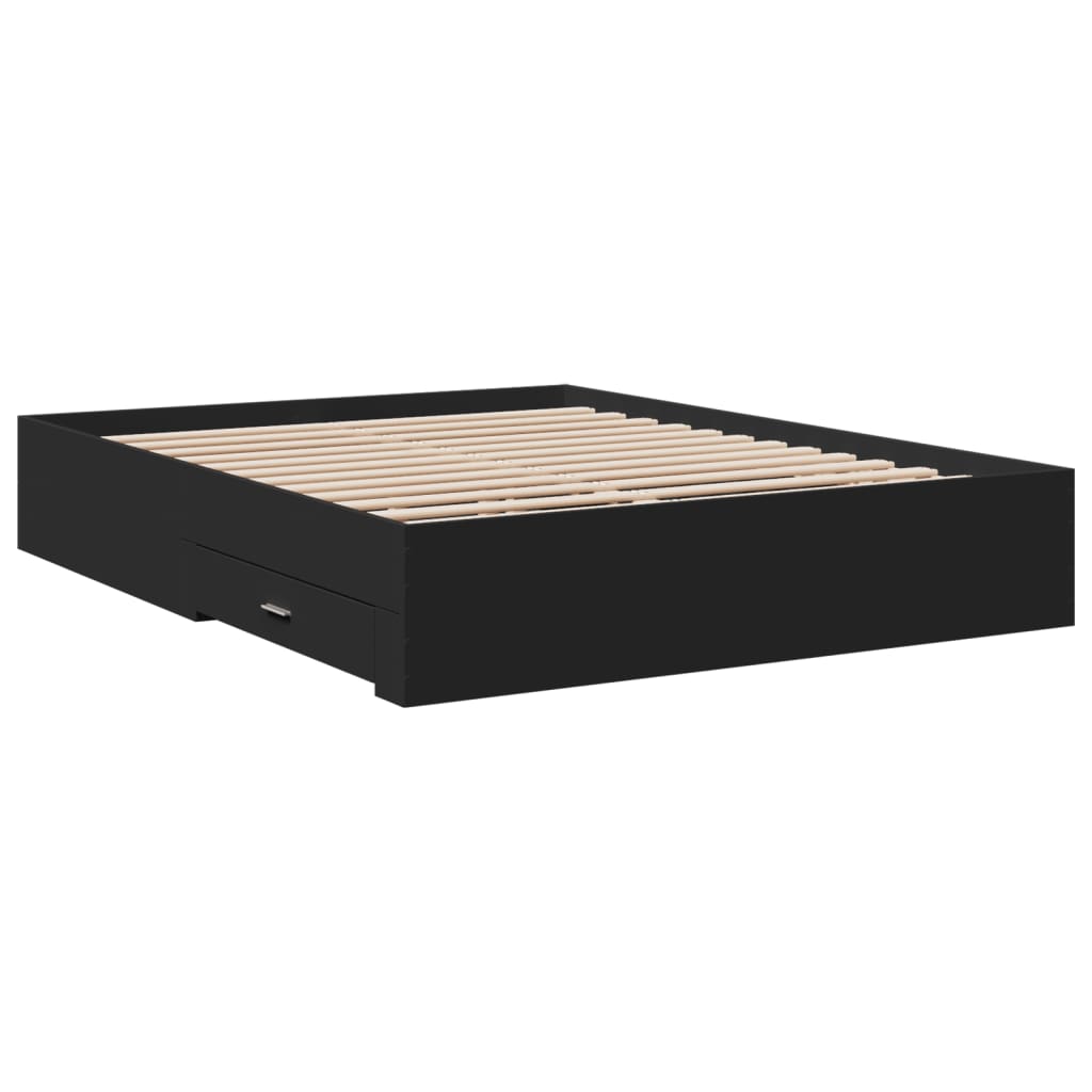 Modern Wooden Queen Size 160cm Bed Frame Base With Storage Drawers Wood Beds