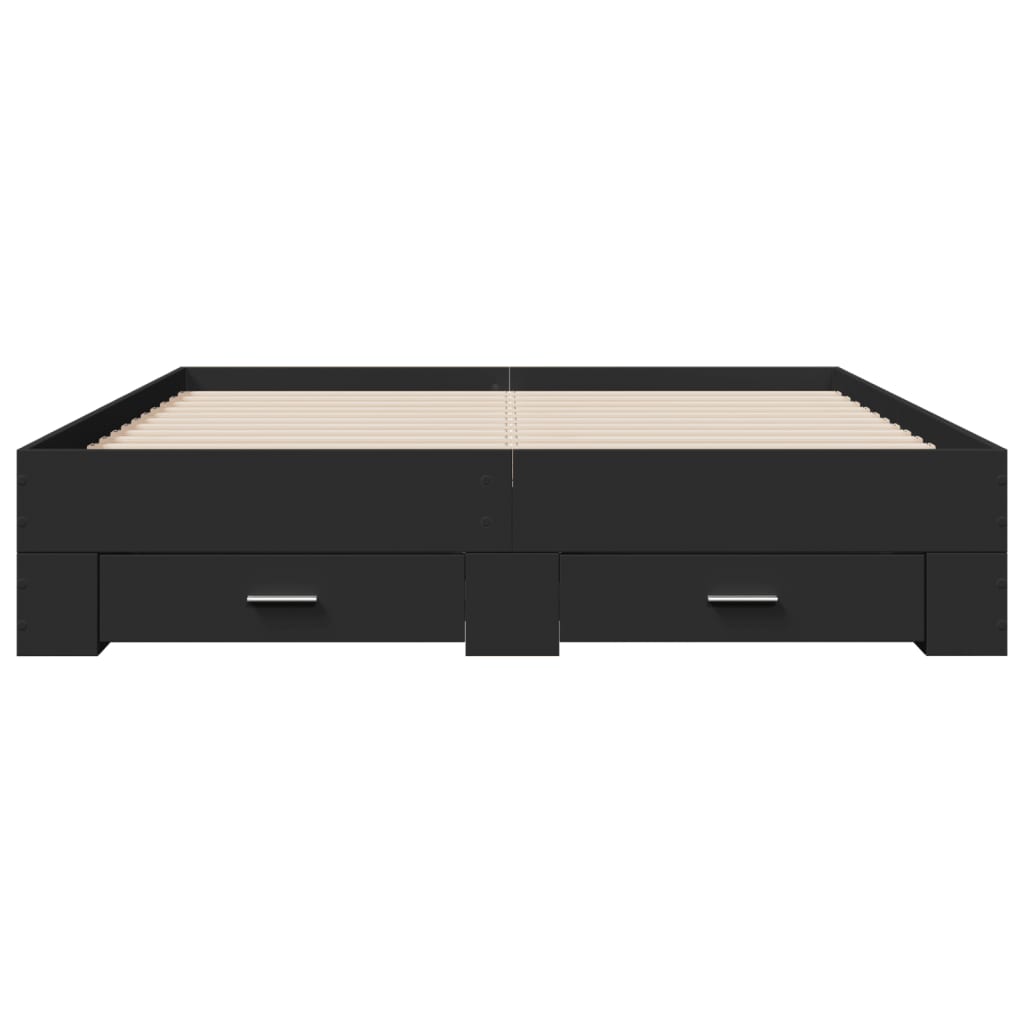 Bed Frame with Drawers without Mattress Black 160x200 cm