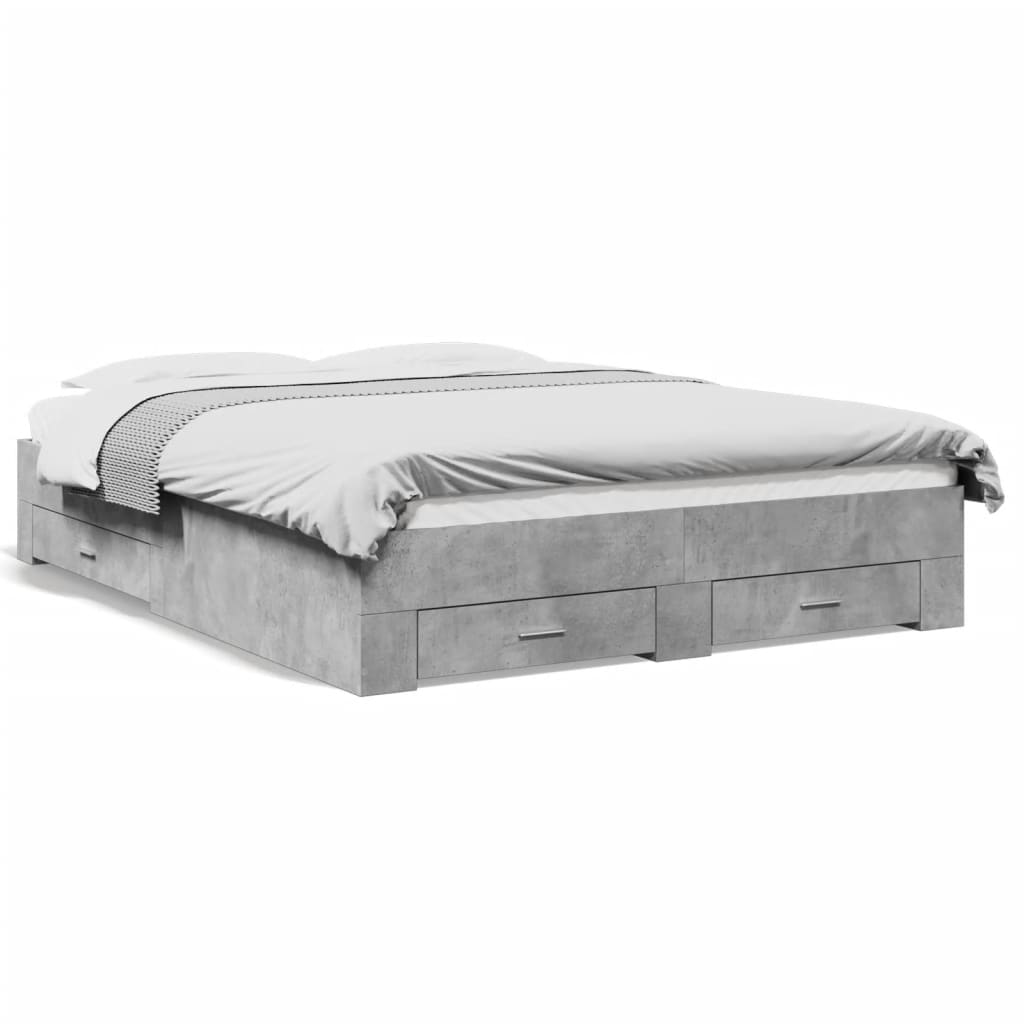 Modern Wooden Queen Size 160cm Bed Frame Base With Storage Drawers Wood Beds