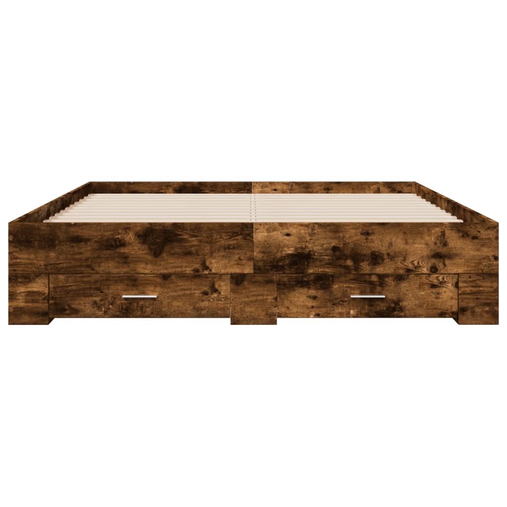 Modern Wooden Queen Size 160cm Bed Frame Base With Storage Drawers Wood Beds