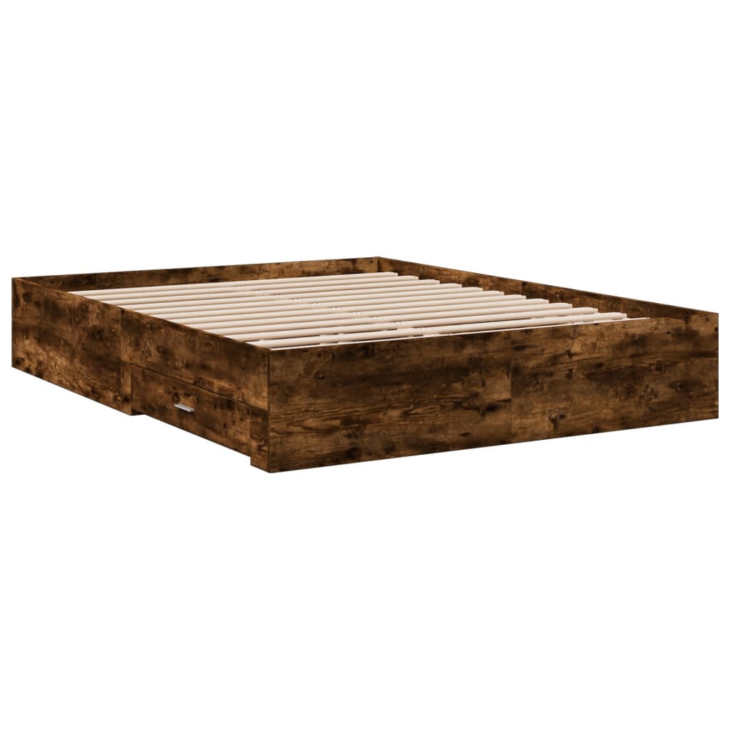 Modern Wooden Queen Size 160cm Bed Frame Base With Storage Drawers Wood Beds
