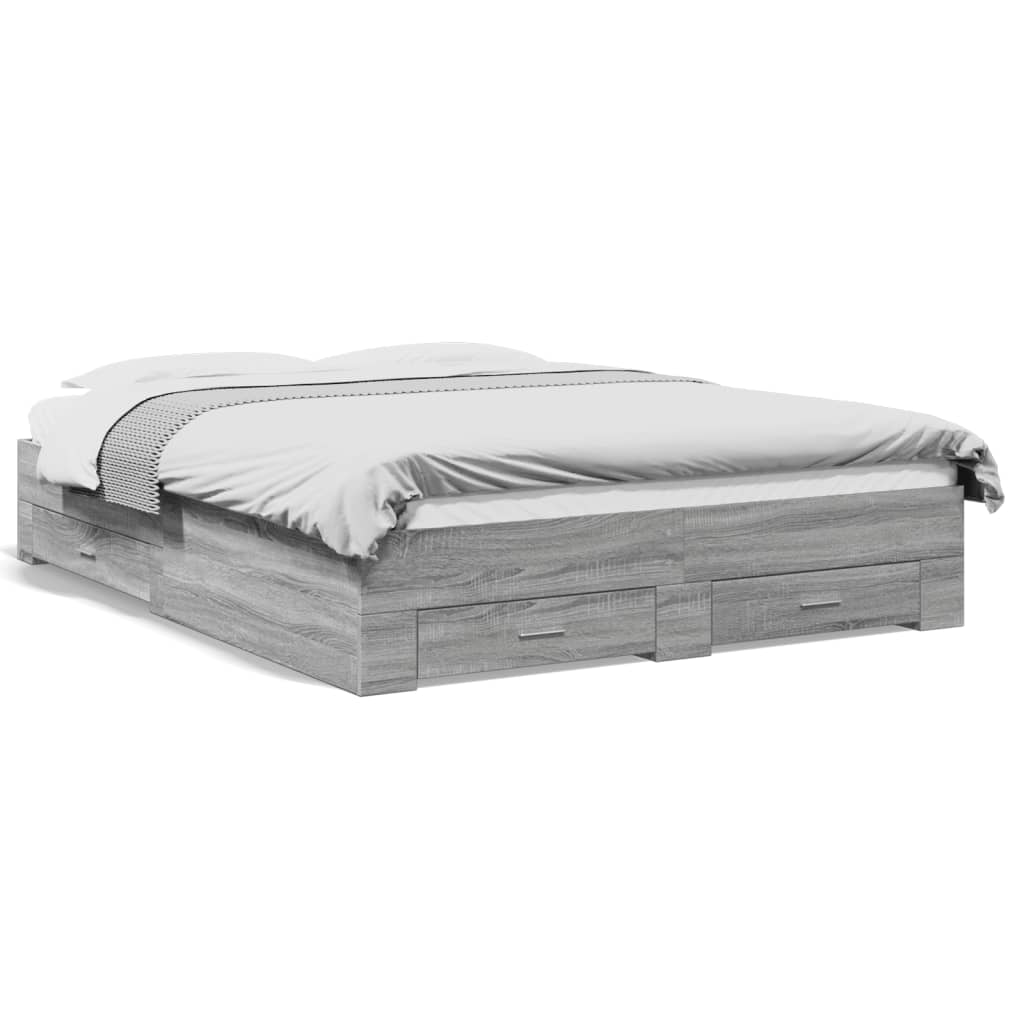 Modern Wooden Queen Size 160cm Bed Frame Base With Storage Drawers Wood Beds