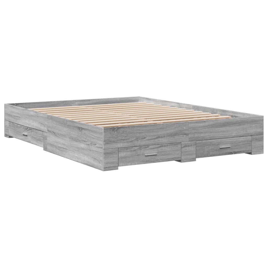 Modern Wooden Queen Size 160cm Bed Frame Base With Storage Drawers Wood Beds