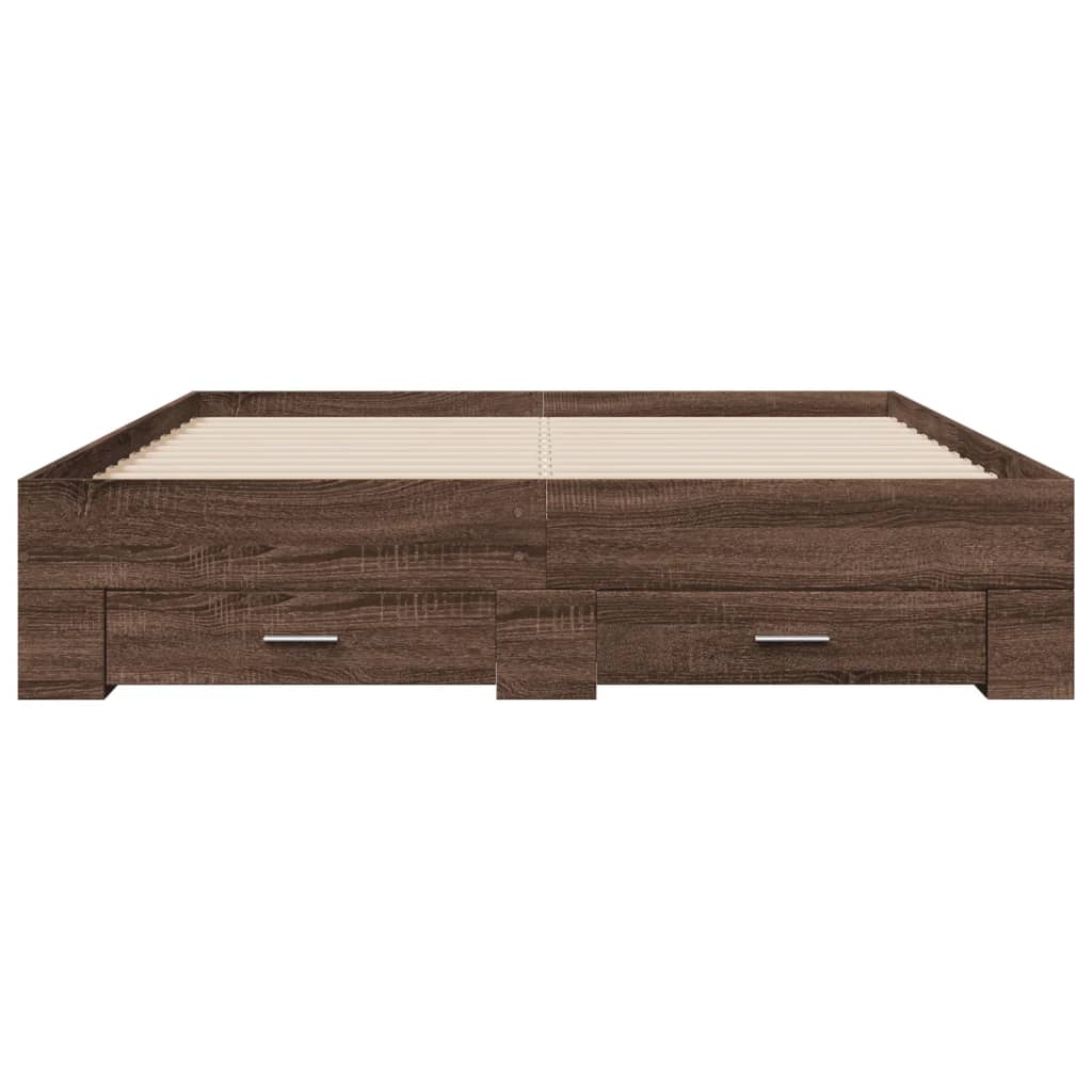 Modern Wooden Queen Size 160cm Bed Frame Base With Storage Drawers Wood Beds
