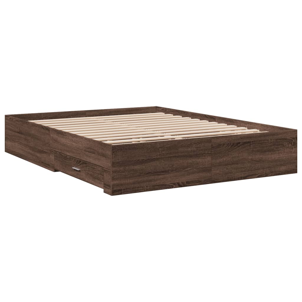 Modern Wooden Queen Size 160cm Bed Frame Base With Storage Drawers Wood Beds