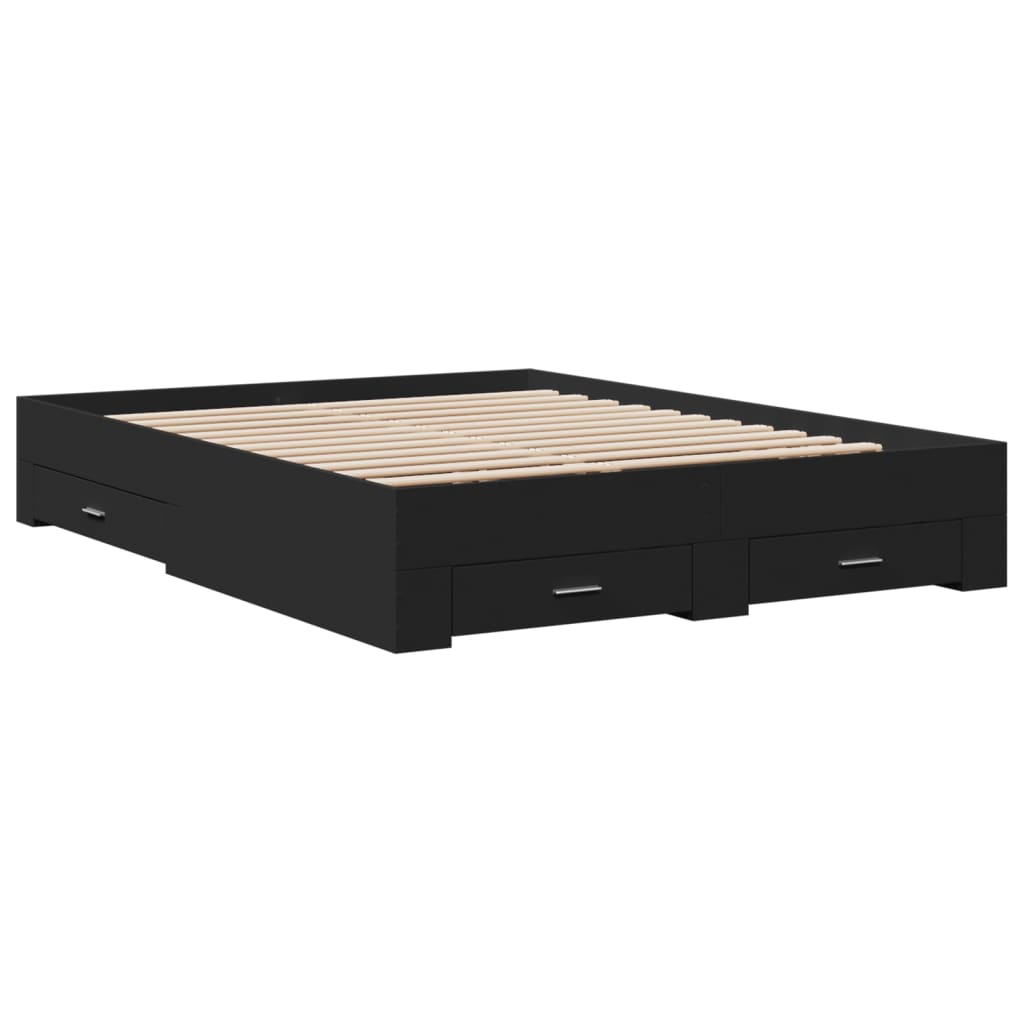 Modern Wooden King Size 150cm Bed Frame Base With Storage Drawers Wood Beds