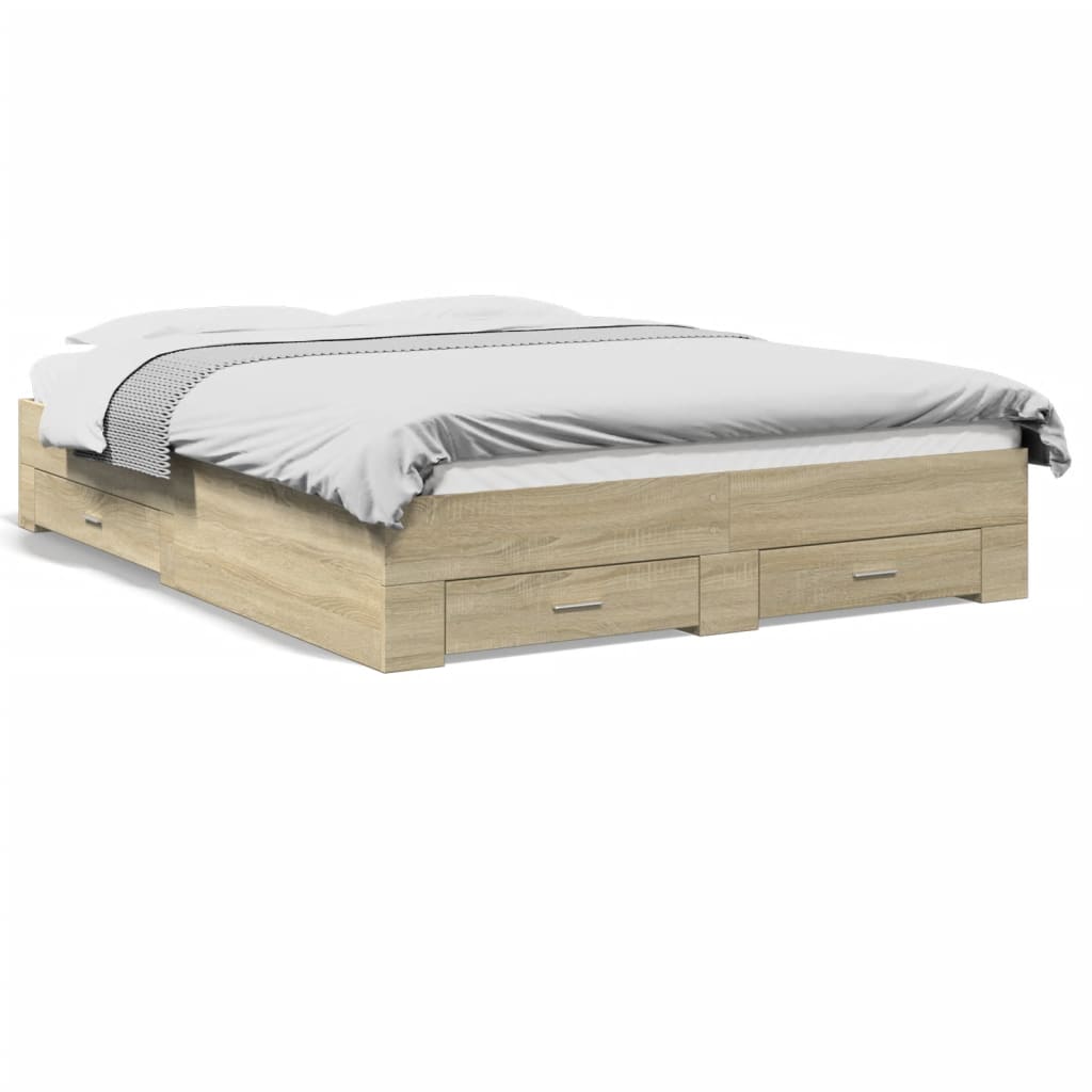 Modern Wooden King Size 150cm Bed Frame Base With Storage Drawers Wood Beds