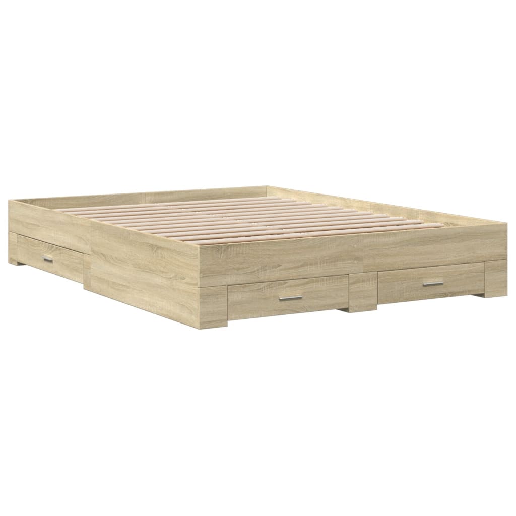 Modern Wooden King Size 150cm Bed Frame Base With Storage Drawers Wood Beds