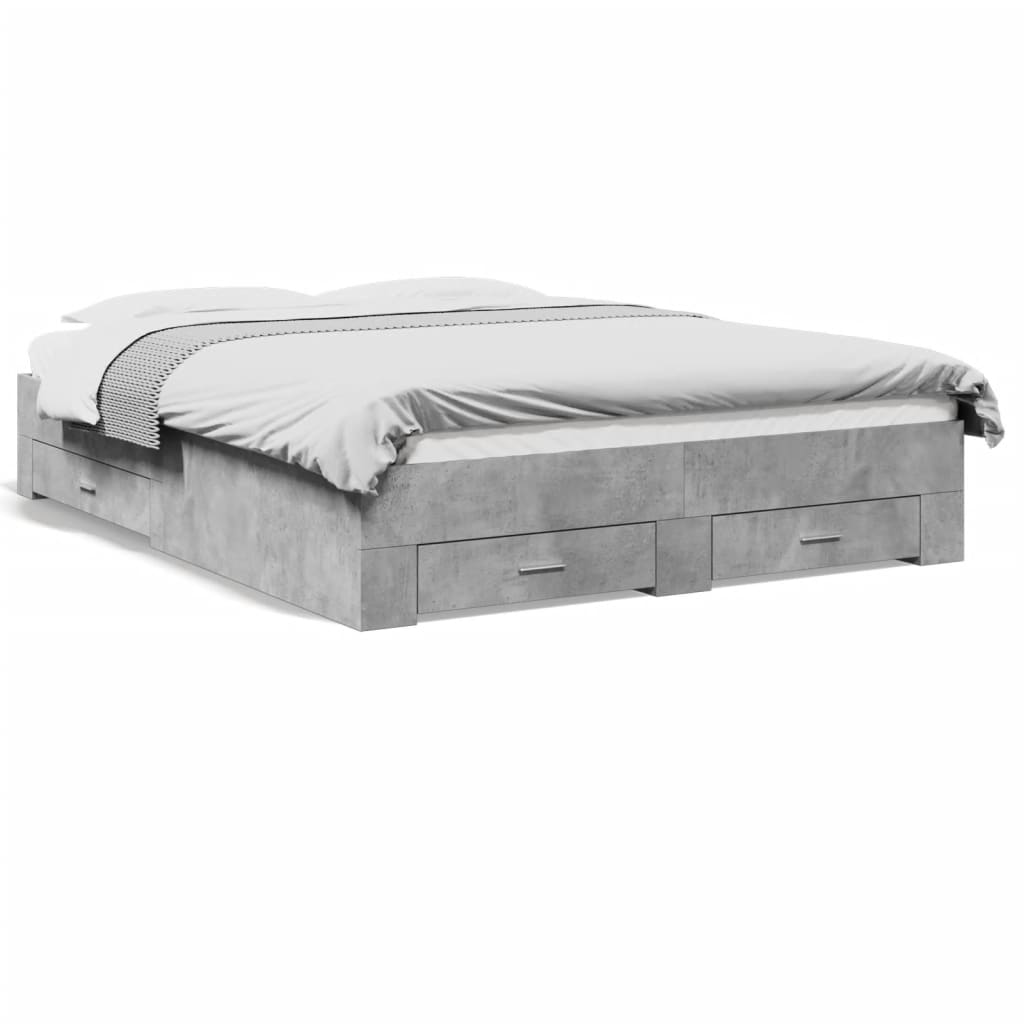Modern Wooden King Size 150cm Bed Frame Base With Storage Drawers Wood Beds