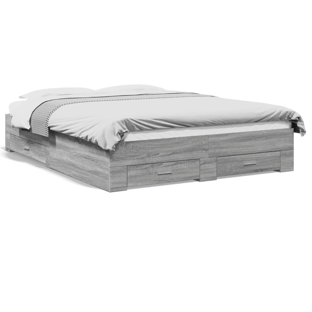 Modern Wooden King Size 150cm Bed Frame Base With Storage Drawers Wood Beds