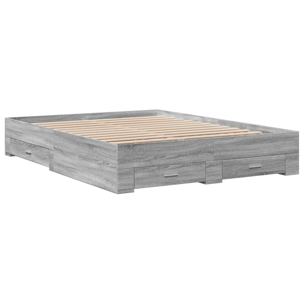 Modern Wooden King Size 150cm Bed Frame Base With Storage Drawers Wood Beds