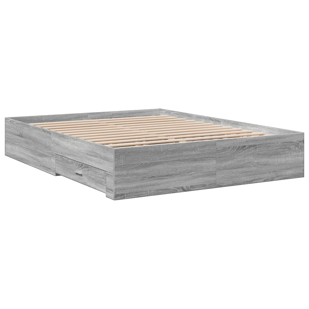 Modern Wooden King Size 150cm Bed Frame Base With Storage Drawers Wood Beds