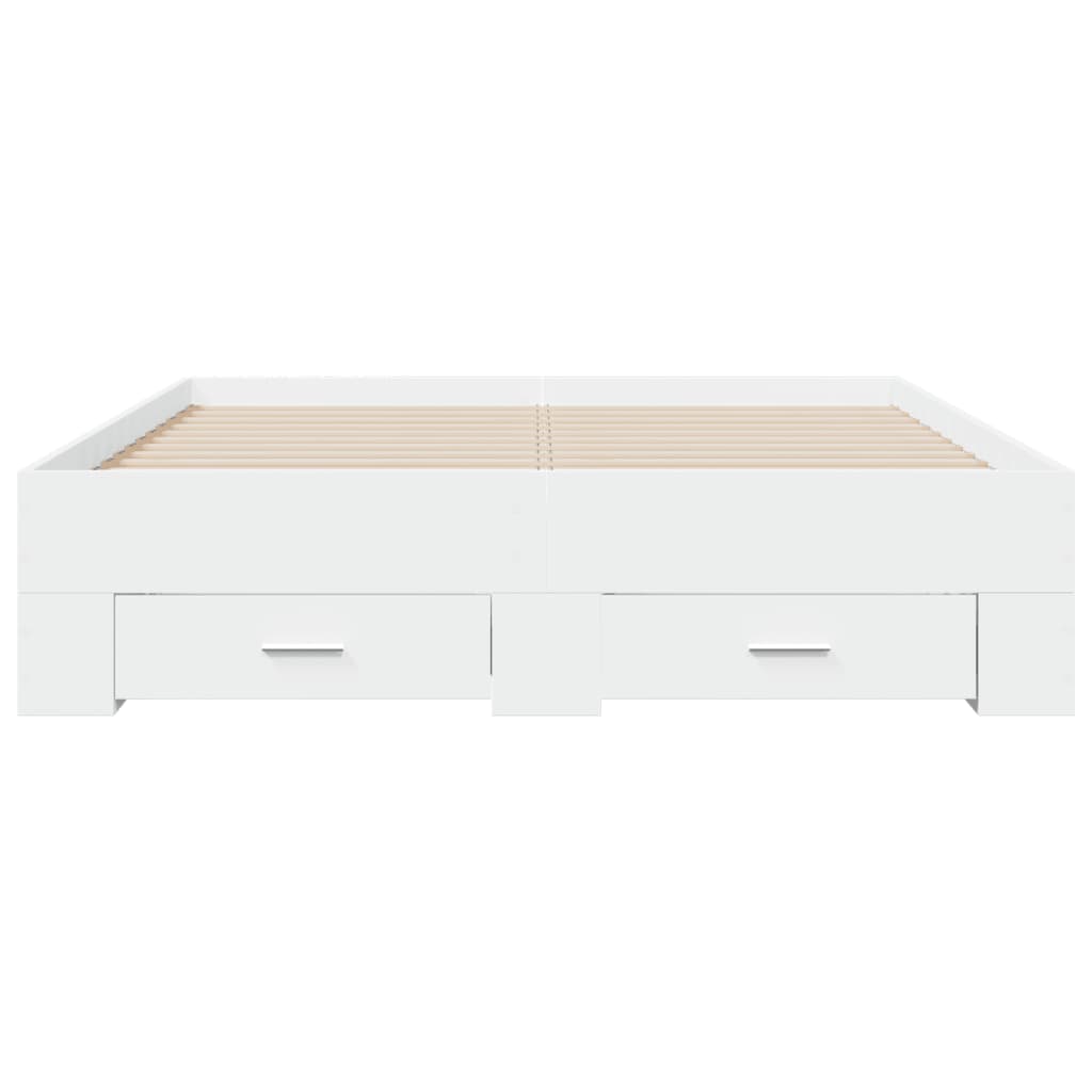 Bed Frame with Drawers without Mattress White 140x190 cm