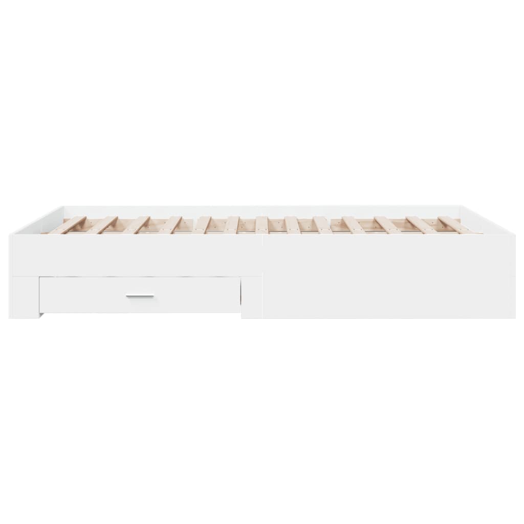 Bed Frame with Drawers without Mattress White 140x190 cm