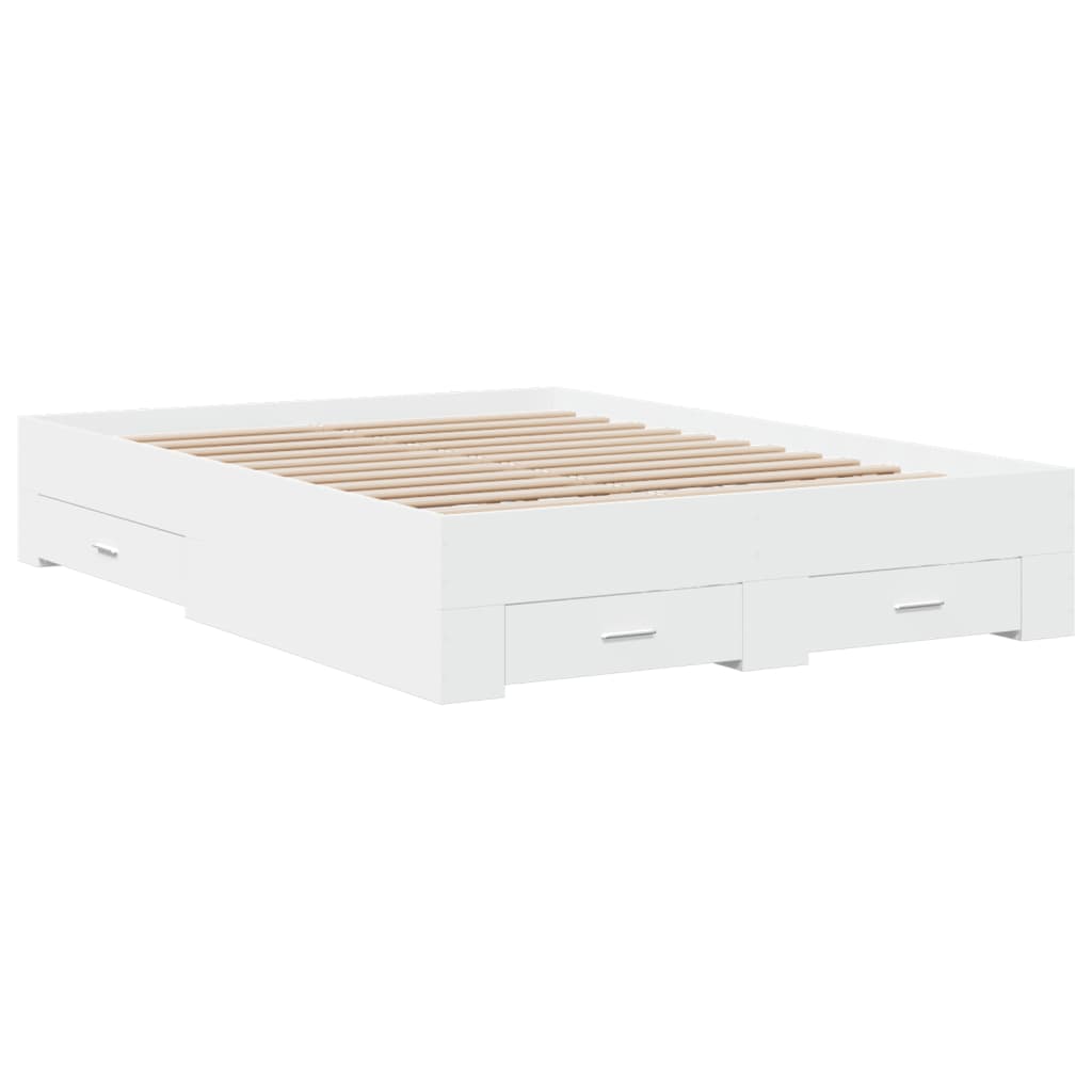 Modern Wooden Double Size 135cm Bed Frame Base With Storage Drawers Wood Beds