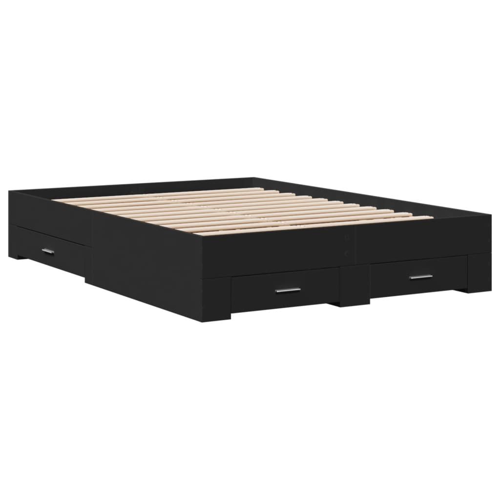 Bed Frame with Drawers without Mattress Black 135x190 cm Double