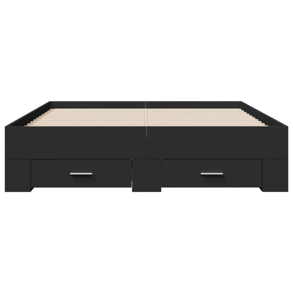 Bed Frame with Drawers without Mattress Black 135x190 cm Double