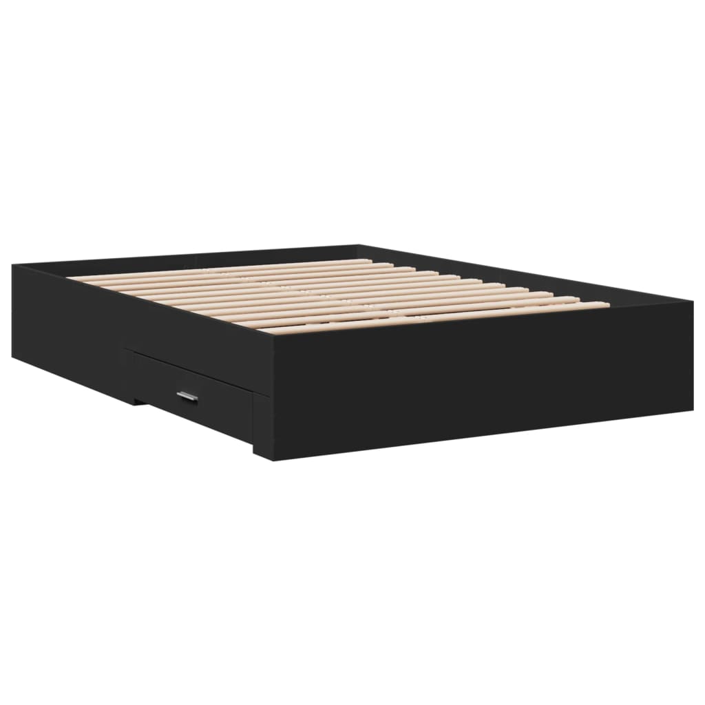 Bed Frame with Drawers without Mattress Black 135x190 cm Double