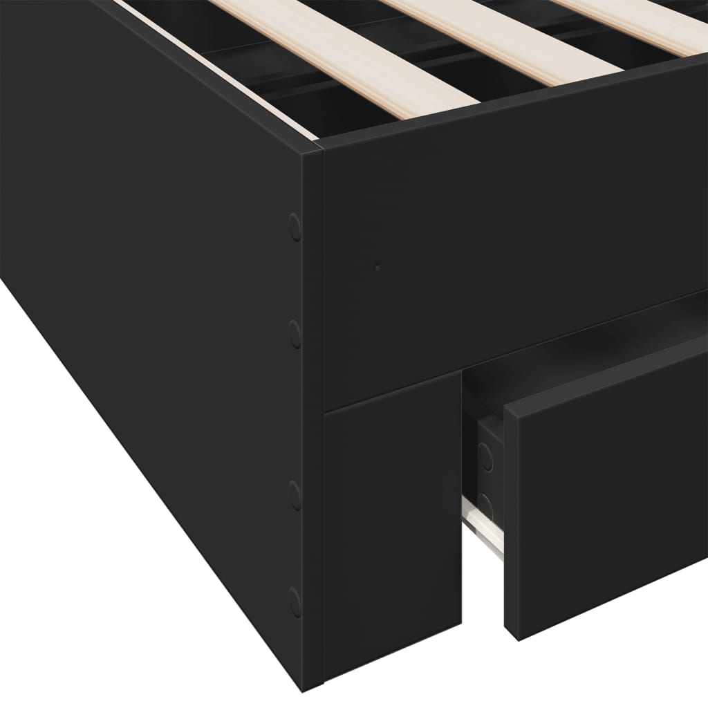 Bed Frame with Drawers without Mattress Black 135x190 cm Double