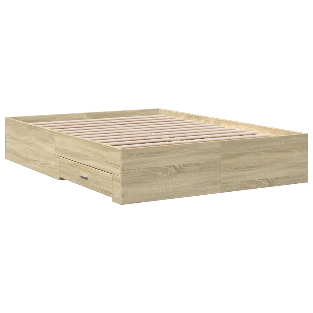 Modern Wooden Double Size 135cm Bed Frame Base With Storage Drawers Wood Beds