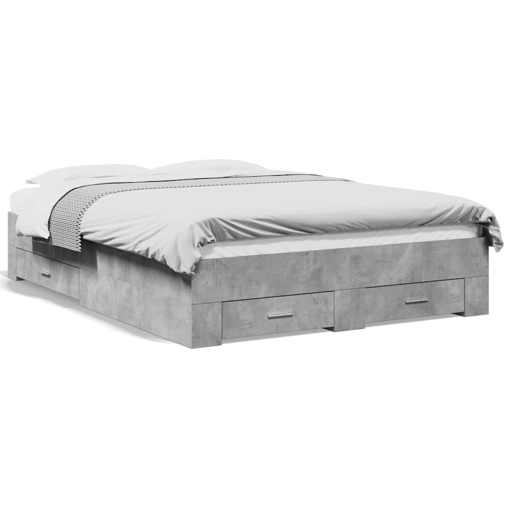Modern Wooden Double Size 135cm Bed Frame Base With Storage Drawers Wood Beds