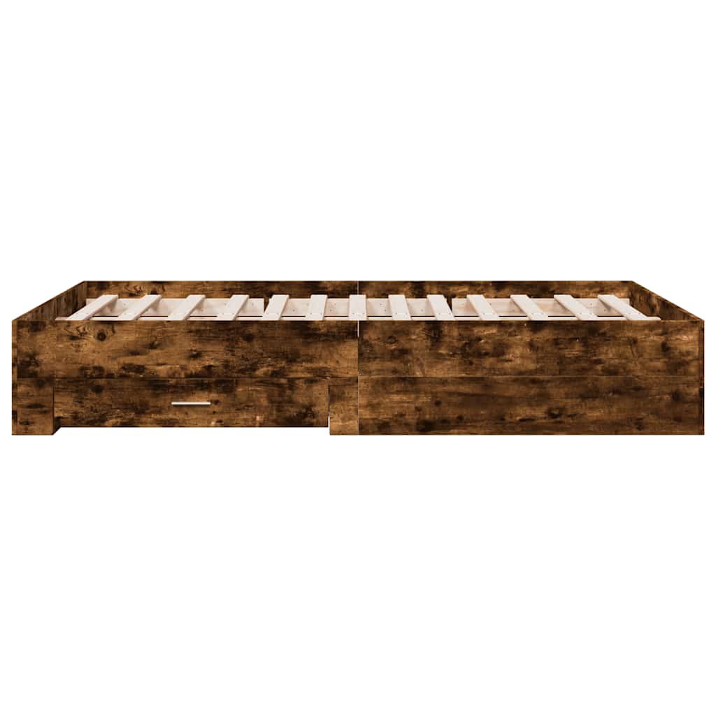 Modern Wooden Double Size 135cm Bed Frame Base With Storage Drawers Wood Beds