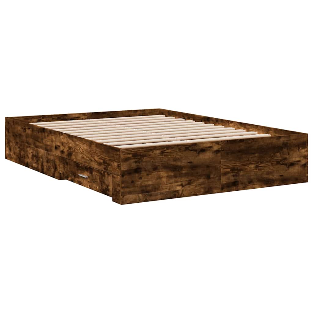Modern Wooden Double Size 135cm Bed Frame Base With Storage Drawers Wood Beds