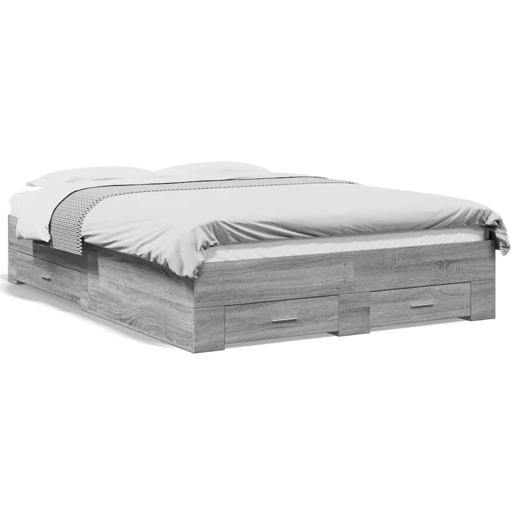 Modern Wooden Double Size 135cm Bed Frame Base With Storage Drawers Wood Beds