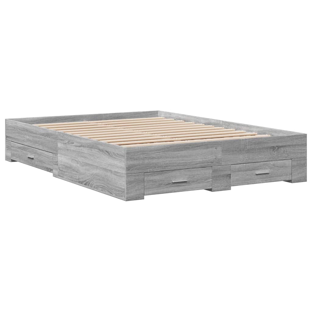 Modern Wooden Double Size 135cm Bed Frame Base With Storage Drawers Wood Beds