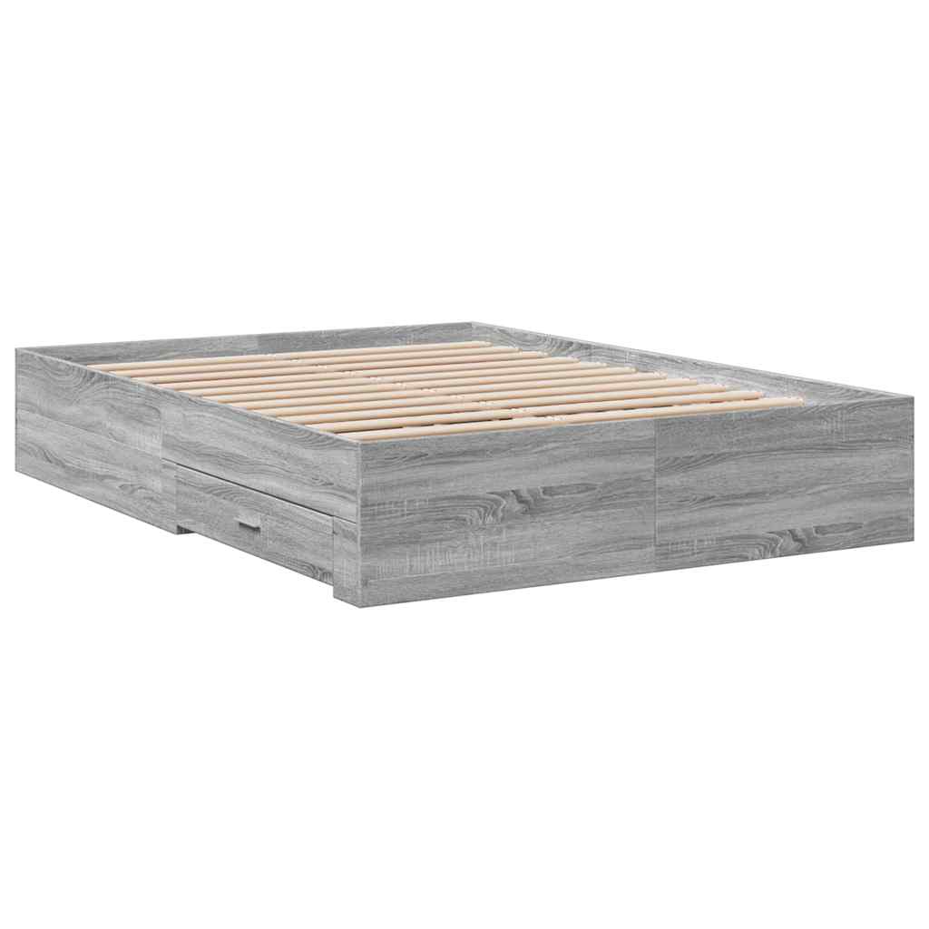 Modern Wooden Double Size 135cm Bed Frame Base With Storage Drawers Wood Beds