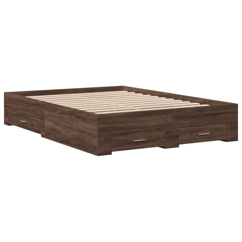 Modern Wooden Double Size 135cm Bed Frame Base With Storage Drawers Wood Beds