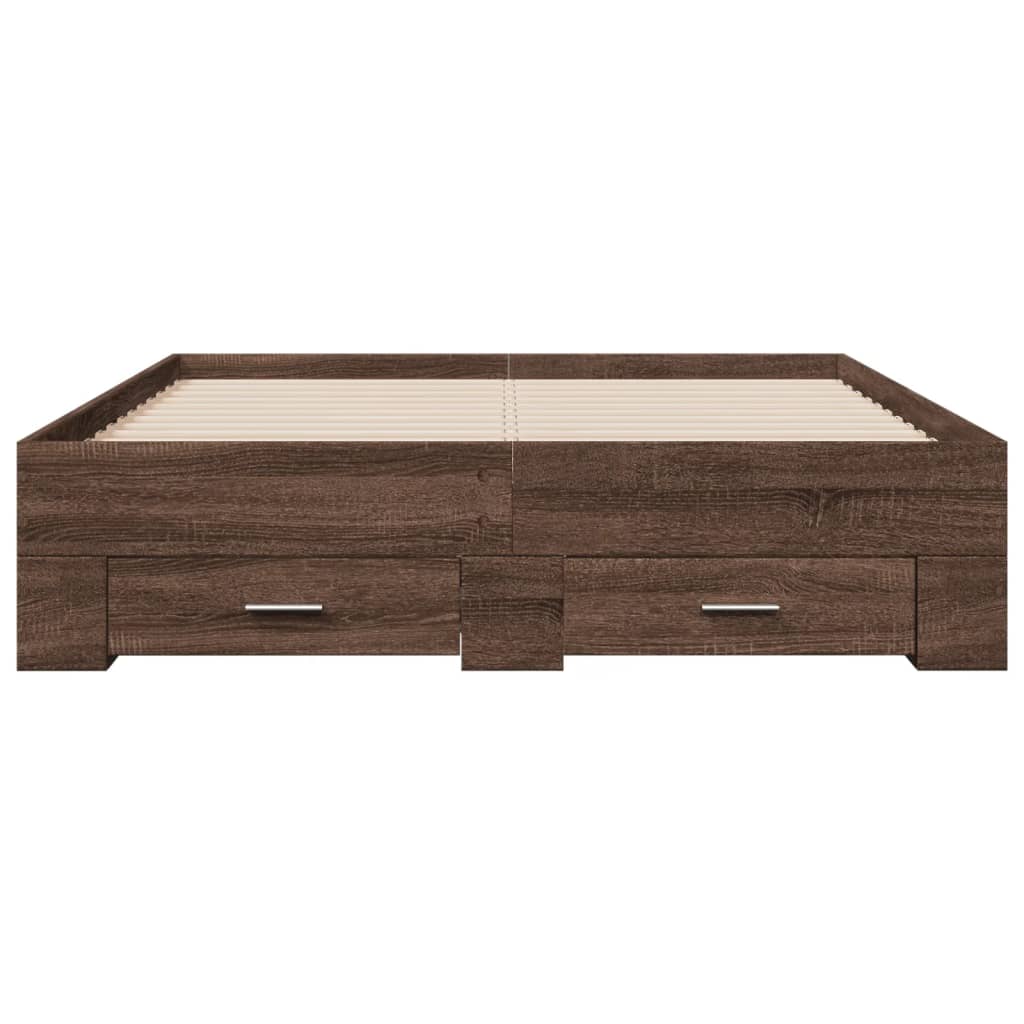 Modern Wooden Double Size 135cm Bed Frame Base With Storage Drawers Wood Beds