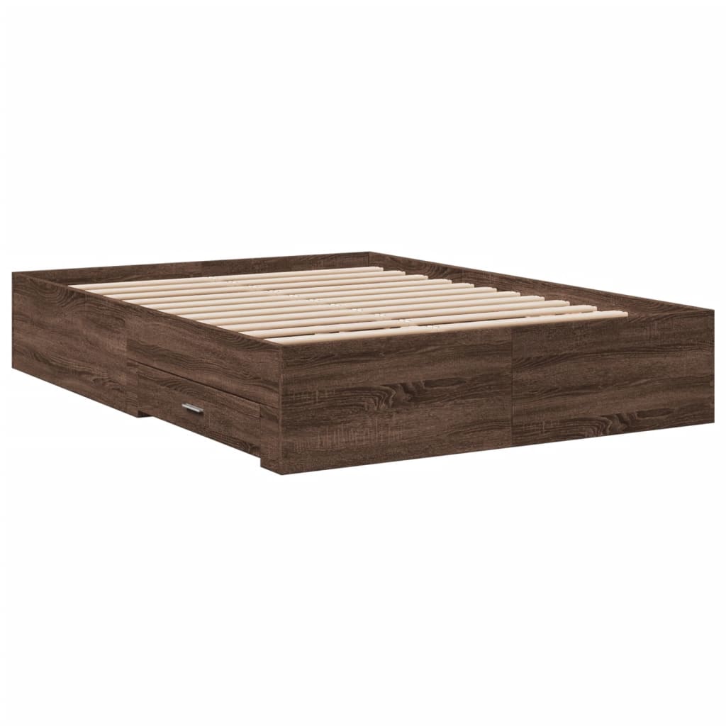 Modern Wooden Double Size 135cm Bed Frame Base With Storage Drawers Wood Beds