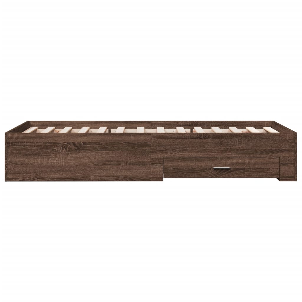 Bed Frame with Drawers without Mattress Brown Oak 100x200 cm
