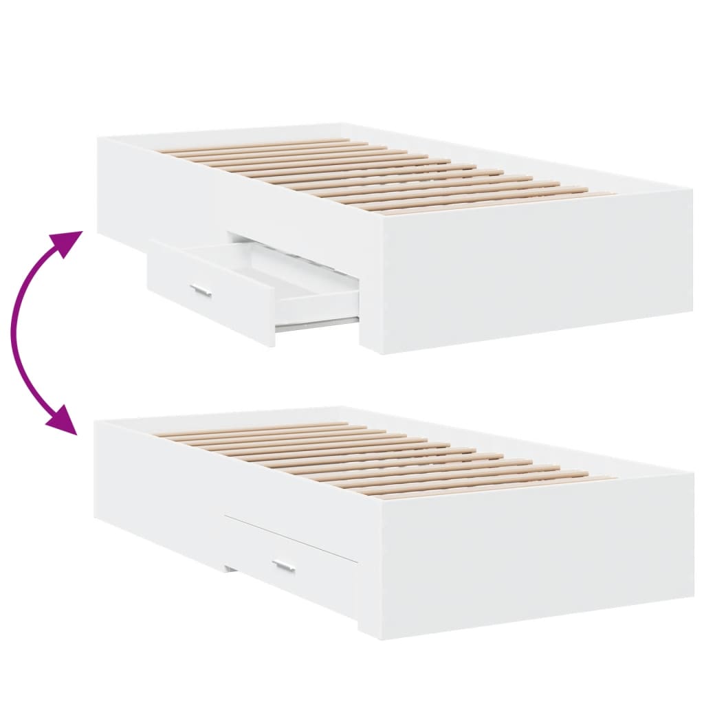 Modern Wooden Single Size 90cm Bed Frame Base With Storage Drawers Wood Beds