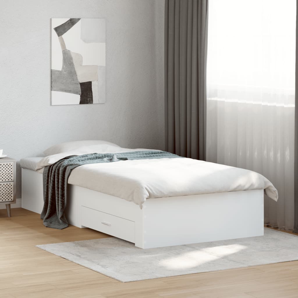Modern Wooden Single Size 90cm Bed Frame Base With Storage Drawers Wood Beds