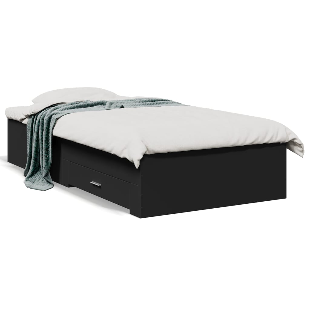 Modern Wooden Single Size 90cm Bed Frame Base With Storage Drawers Wood Beds