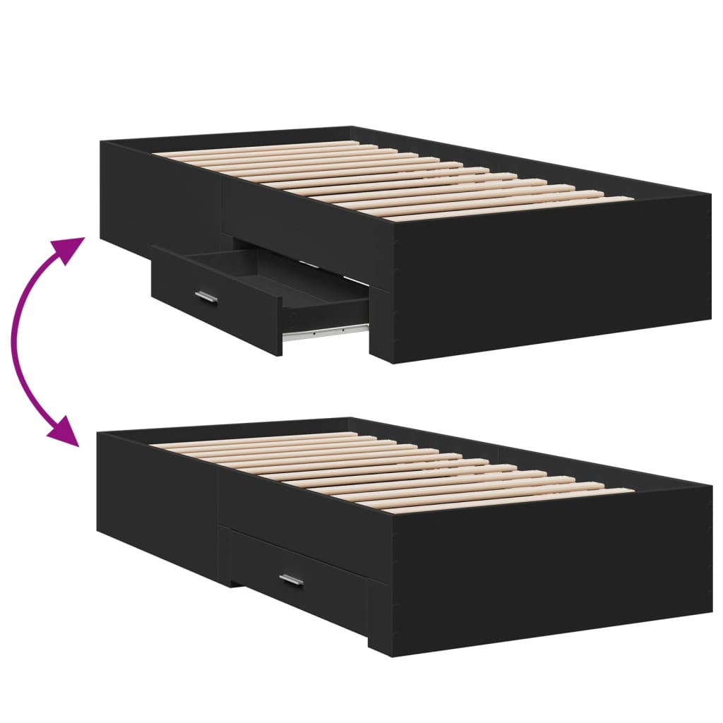 Modern Wooden Single Size 90cm Bed Frame Base With Storage Drawers Wood Beds