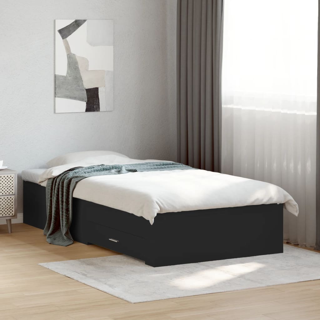 Modern Wooden Single Size 90cm Bed Frame Base With Storage Drawers Wood Beds