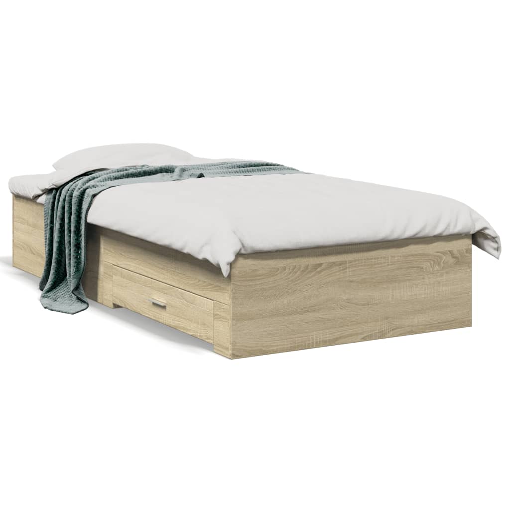 Modern Wooden Single Size 90cm Bed Frame Base With Storage Drawers Wood Beds
