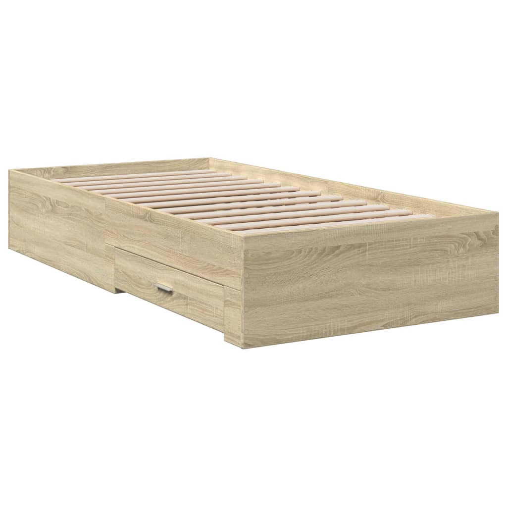 Modern Wooden Single Size 90cm Bed Frame Base With Storage Drawers Wood Beds