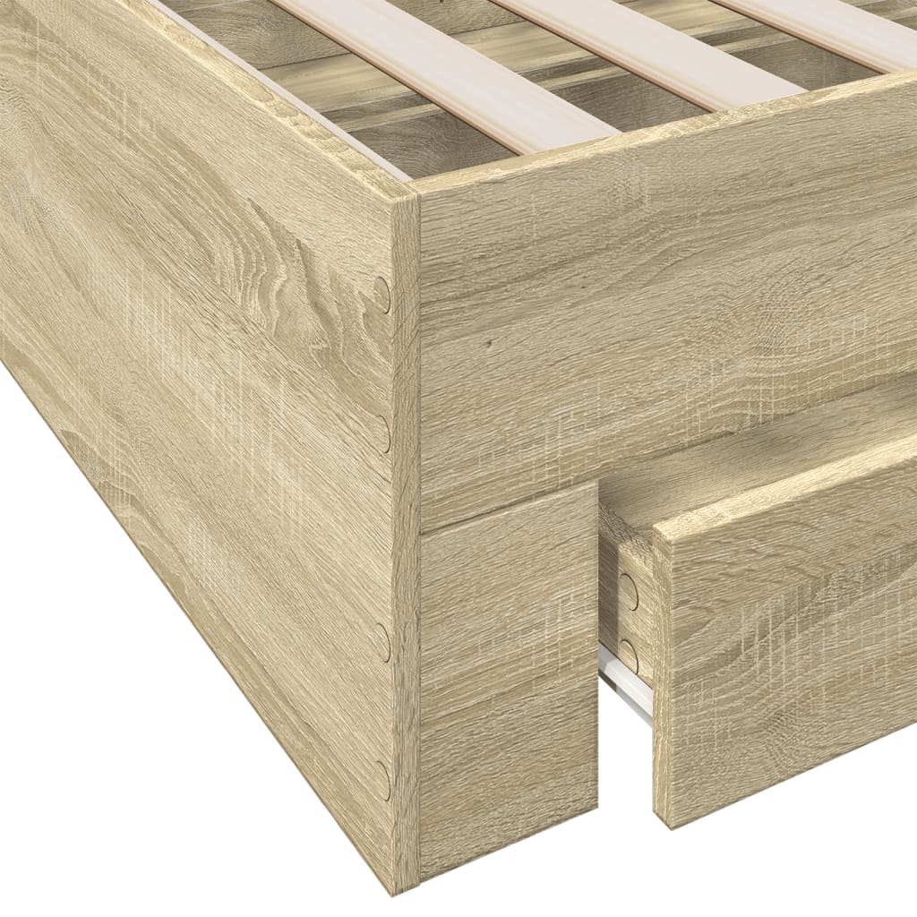 Modern Wooden Single Size 90cm Bed Frame Base With Storage Drawers Wood Beds