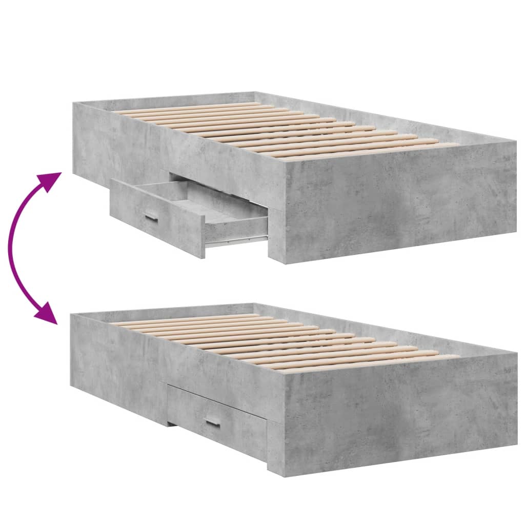 Modern Wooden Single Size 90cm Bed Frame Base With Storage Drawers Wood Beds