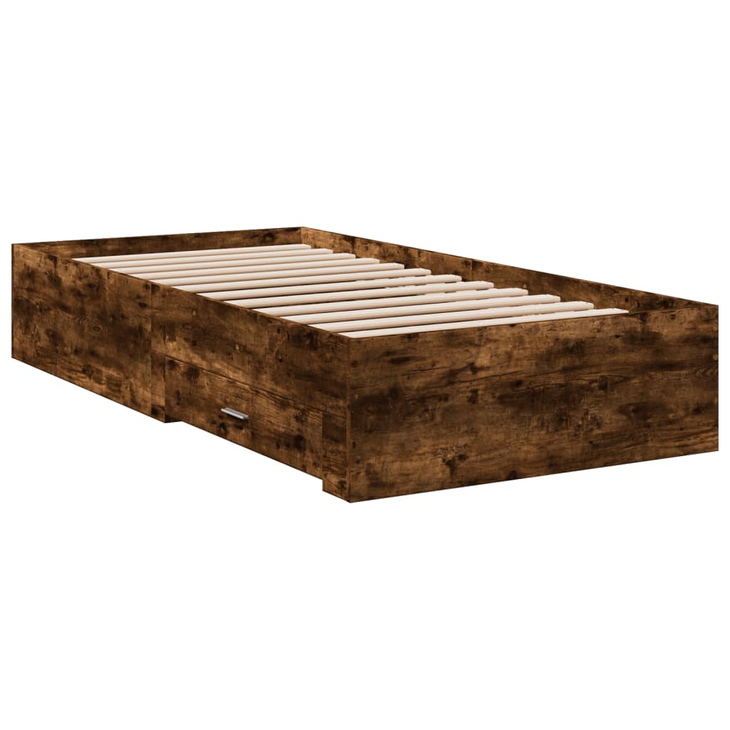 Modern Wooden Single Size 90cm Bed Frame Base With Storage Drawers Wood Beds