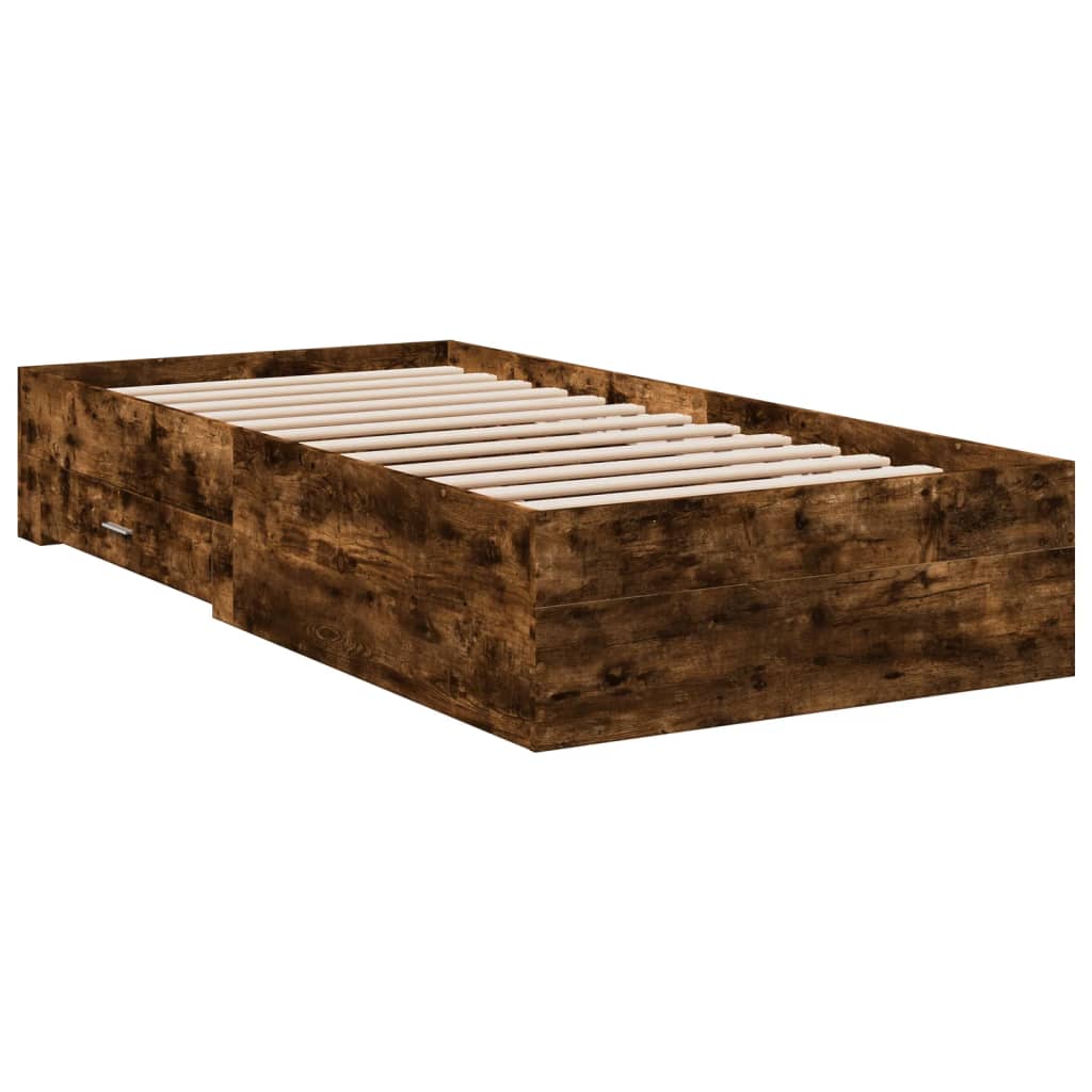 Modern Wooden Single Size 90cm Bed Frame Base With Storage Drawers Wood Beds