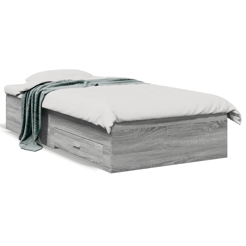 Modern Wooden Single Size 90cm Bed Frame Base With Storage Drawers Wood Beds