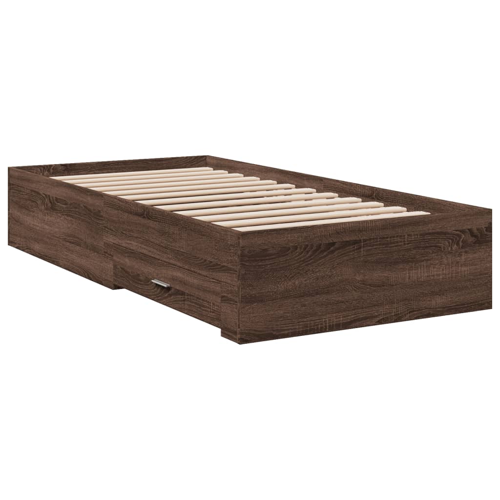 Modern Wooden Single Size 90cm Bed Frame Base With Storage Drawers Wood Beds